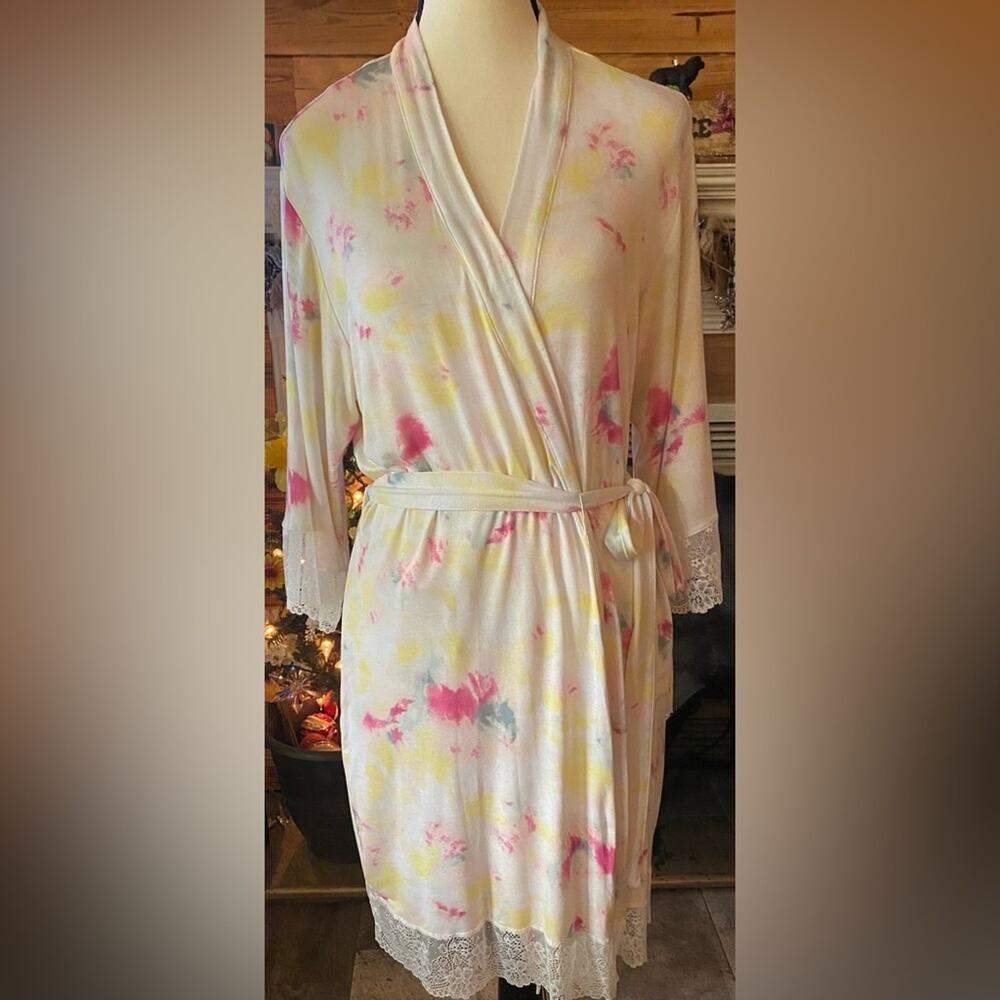 INC Watercolor Floral Lace Kimono Robe M Cottagecore Romantic NWT